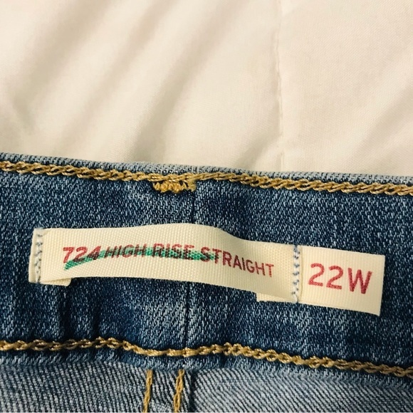 NWT Levi’s 724 High Rise Slim Straight Jeans Women’s Plus Size 22W 22 3X - Picture 7 of 10